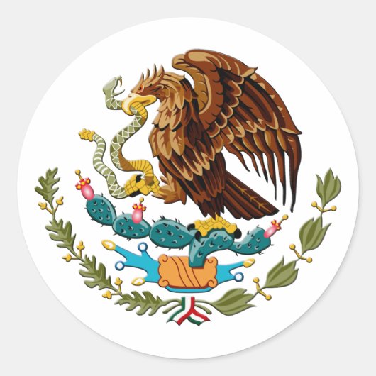 Eagle en slang Mexico Emblem voor Mexicanen Ronde Sticker (Voorkant)