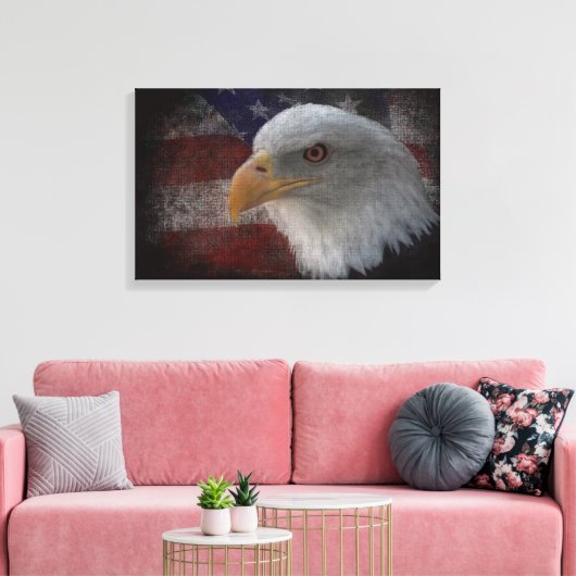 Eagle en Vlag Canvas Afdruk (Insitu (Woonkamer))