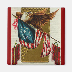  Eagle en Vlag Square Magnet