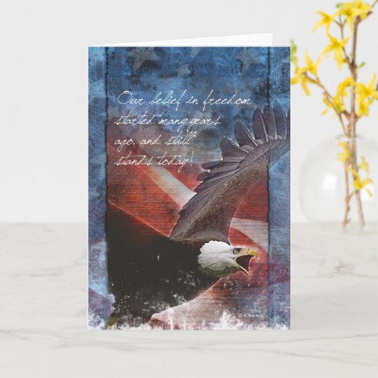 Eagle en Vlag Wenskaart Kaart (Gele Bloem)