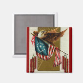 Eagle en Vlaggenvierkante Magneet (Voorkant / Achterkant)
