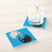 "Eagle Eye" Coaster - Blauw Glazen Onderzetter (Schuin)