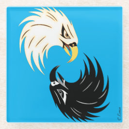 "Eagle Eye" Coaster - Blauw Glazen Onderzetter
