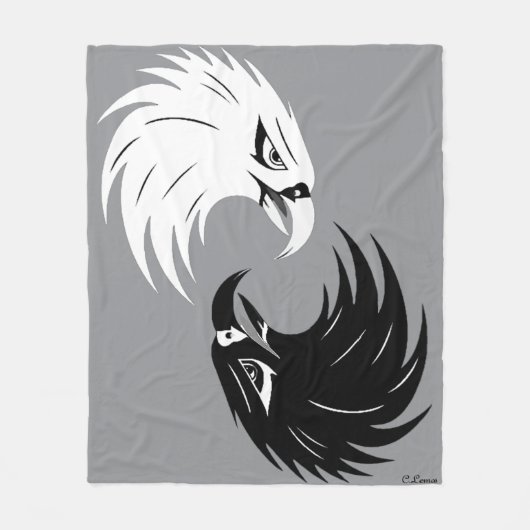 "Eagle Eye" Fleece Deken ontwerp - B&W (Voorkant)