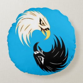 "Eagle Eye" Ronde Kussen - Blauw