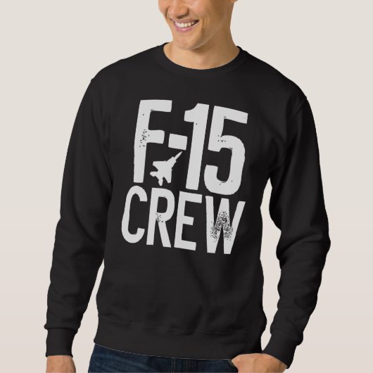 Eagle F 15 Silhouet Jet Fighter Crew en Team Fi Trui (Voorkant)
