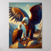 Eagle familie nestelen Atop een klif tijdens 7x5 Poster (Voorkant)