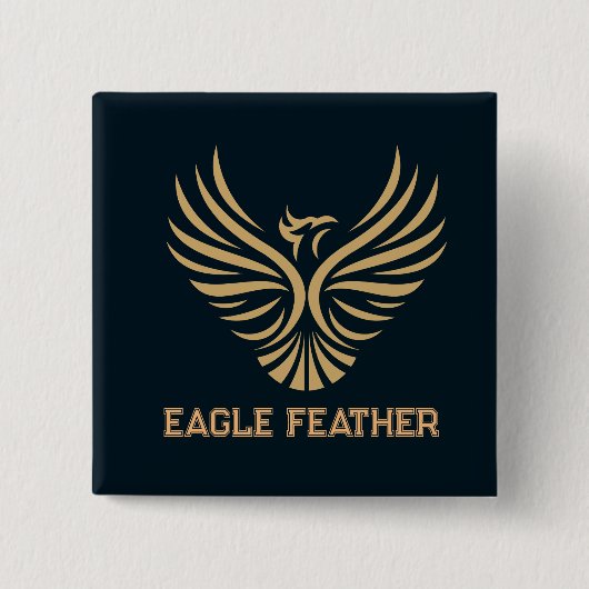 Eagle Feather aangepaste tekst en Afbeelding vierk Vierkante Button 5,1 Cm (Voorkant)