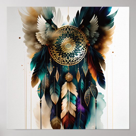 Eagle Feathers and Dreamweaver Wall Art Poster (Voorkant)