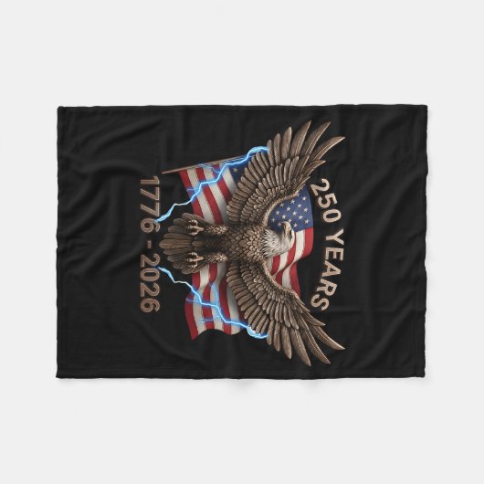 Eagle Flag 250 Years 1776-2026 250th Birthday Fleece Deken (Voorkant (Horizontaal))