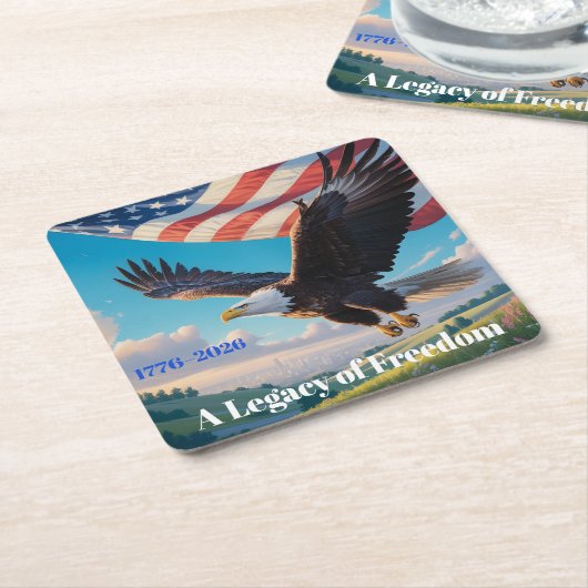 Eagle & Flag USA 250 Years Celebration Kartonnen Onderzetters (Schuin)