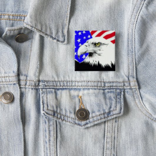 Eagle Flag Vierkante Button 5,1 Cm (In situ)