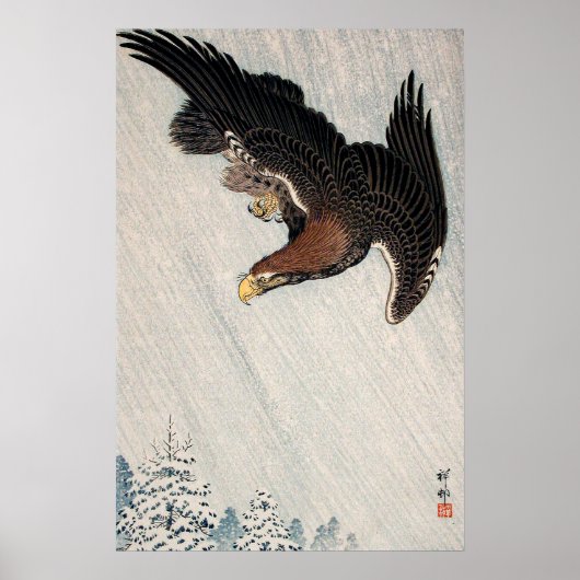 Eagle Flying In Snow beroemd gemaakt door Ohara Ko Poster (Voorkant)