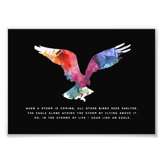 Eagle Flying Inspirerend Motivatie Quote Art Foto Afdruk (Voorkant)