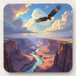 Eagle Flying over a Canyon Bier Onderzetter