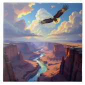 Eagle Flying over a Canyon Tegeltje (Voorkant)