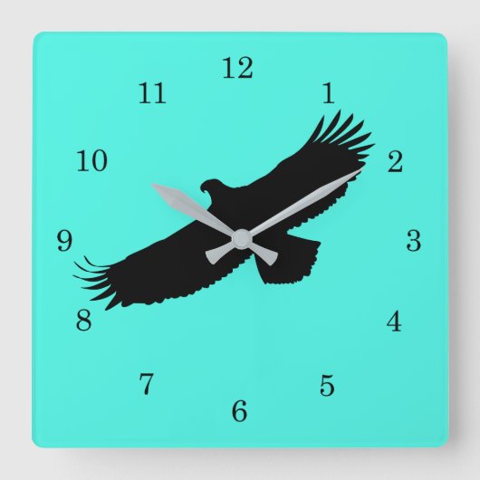 Eagle Flying - Voeg uw kleur/tekst toe Vierkante Klok (Voorkant)