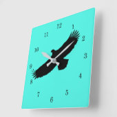 Eagle Flying - Voeg uw kleur/tekst toe Vierkante Klok (Hoek)