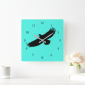 Eagle Flying - Voeg uw kleur/tekst toe Vierkante Klok (Huis)