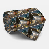 Eagle Flying With Football In Sports Stadium Stropdas (Opgerold)