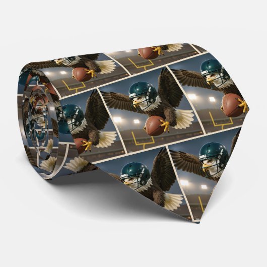 Eagle Flying With Football In Sports Stadium Stropdas (Opgerold)