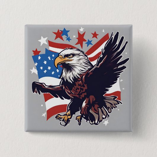 Eagle Freedom Knop Vierkante Button 5,1 Cm (Voorkant)