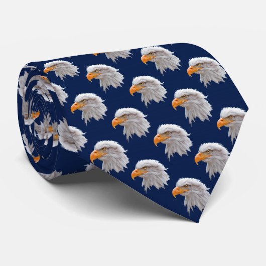 Eagle Frenzy Tie (Marineblauw) Stropdas (Opgerold)