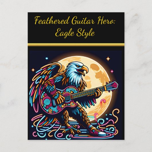 Eagle Gitarist Onder Moonlight Briefkaart (Voorkant)