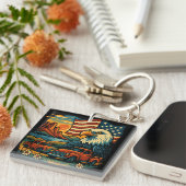 Eagle Glory T-shirt - Patriottische Amerikaanse v Sleutelhanger (Voorkant Rechts)