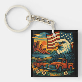 Eagle Glory  T-shirt - Patriottische Amerikaanse v Sleutelhanger
