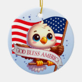 Eagle God Bless America USA Flag Patriotic 🦅🇺🇸 Keramisch Ornament (Voorkant)