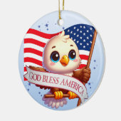 Eagle God Bless America USA Flag Patriotic 🦅🇺🇸 Keramisch Ornament (Links)
