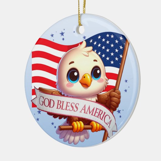 Eagle God Bless America USA Flag Patriotic 🦅🇺🇸 Keramisch Ornament (Links)