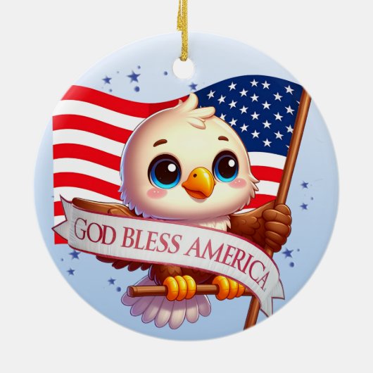 Eagle God Bless America USA Flag Patriotic 🦅🇺🇸  Keramisch Ornament (Achterkant)