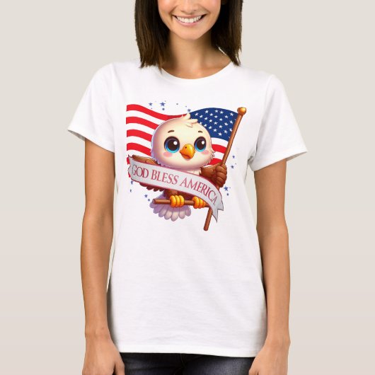 Eagle God Bless America USA Flag Patriotic 🦅🇺🇸 T-shirt (Voorkant)