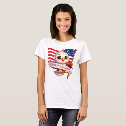 Eagle God Bless America USA Flag Patriotic 🦅🇺🇸 T-shirt (Voorkant volledig)