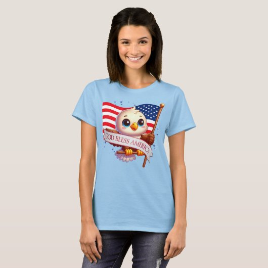 Eagle God Bless America USA Flag Patriotic 🦅🇺🇸  T-shirt (Voorkant volledig)