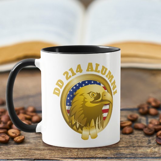 Eagle Gold Emblem USA Flag | DD 214 Alumni Mok