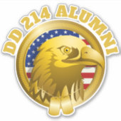 Eagle Gold Emblem USA Flag | DD 214 Alumni Vinyl Sticker (Voorkant)