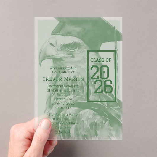 Eagle Graduation Announcement Acrylic Invitation Acryl Uitnodigingen (Insitu (Draagbaar))