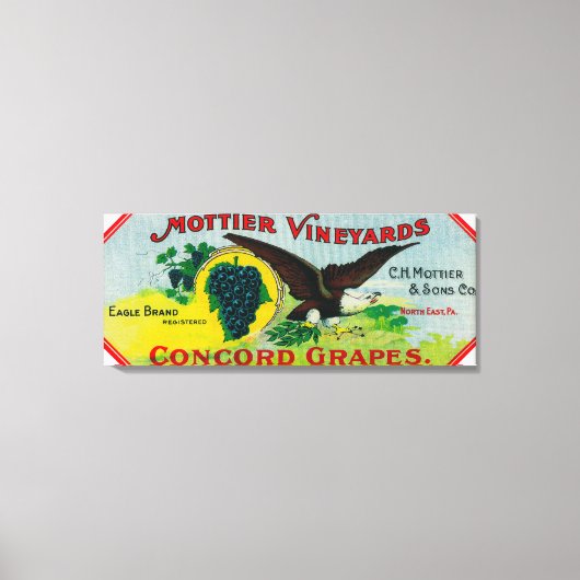 Eagle Grapes LabelNorth East, PA Canvas Afdruk (Voorkant)