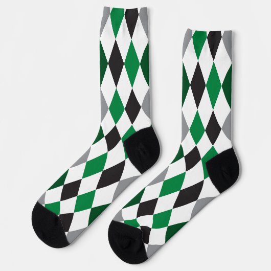 Eagle Green and Black Argyle Pattern Socks Sokken (Links)