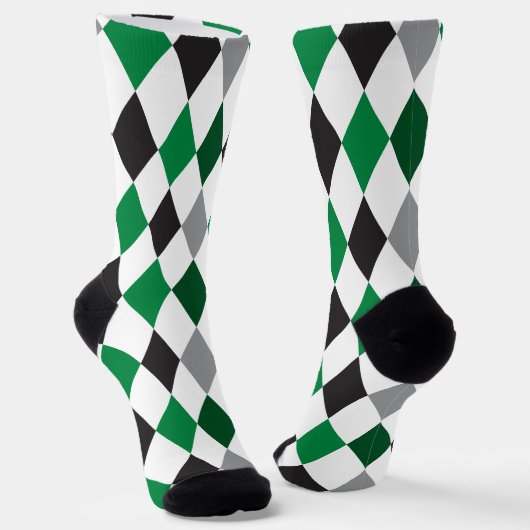 Eagle Green and Black Argyle Pattern Socks Sokken (Gebogen)