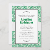 Eagle Green Floral Damask Photo Afstuderen Kaart (Voorkant)