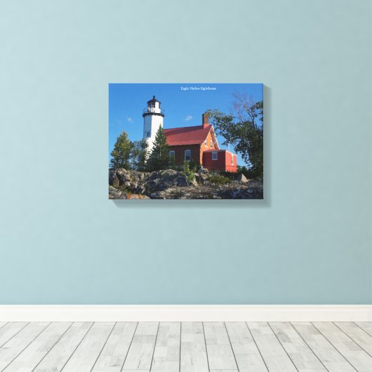 Eagle Harbor Lighthouse canvas afdruk (Insitu (Houten vloer))