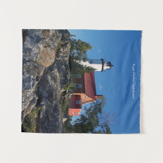 Eagle Harbor Lighthouse tapestry Wandkleed (Voorkant (horizontaal))
