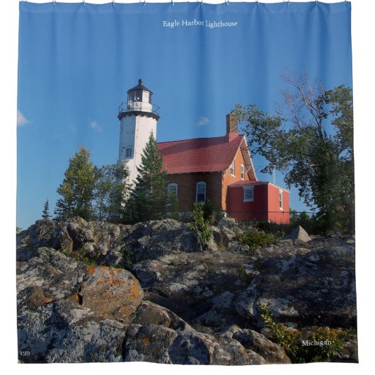Eagle Harbour Lighthouse Shower Curtain met naam Douchegordijn (Voorkant)