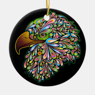 Eagle Hawk Psychedelic Design Ornament