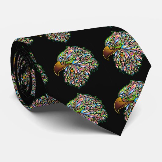 Eagle Hawk Psychedelic Design Stropdas (Opgerold)