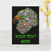 Eagle Hawk Psychedelic Design wenskaart Kaart (Gele Bloem)